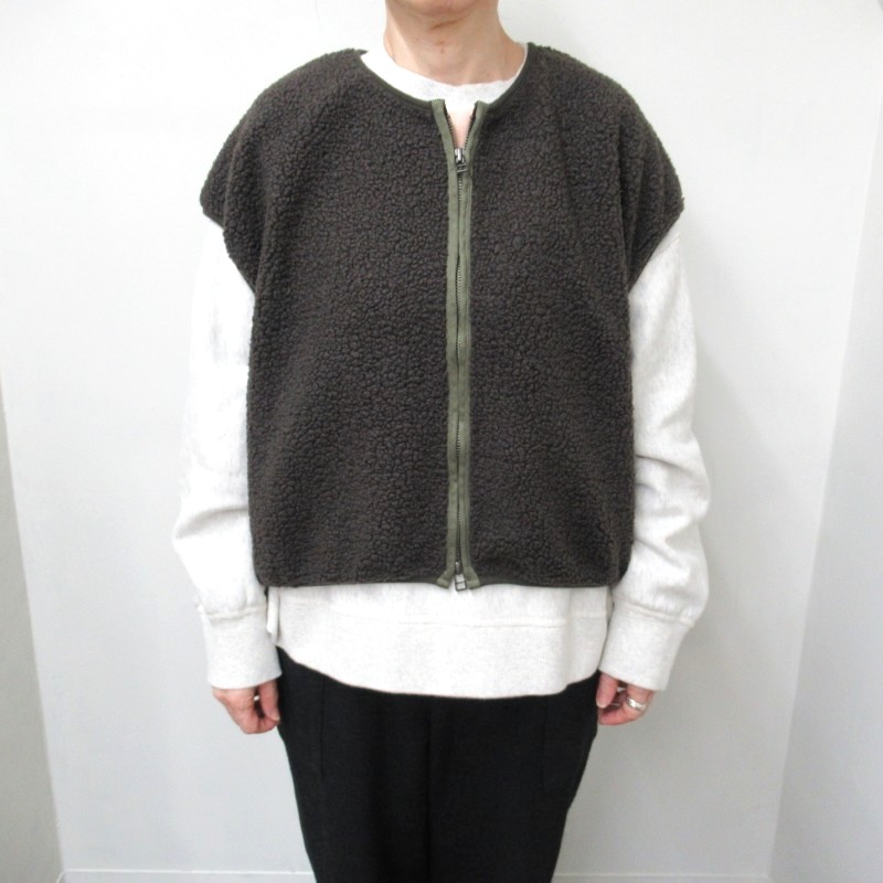 LAITERIE もこもこパイルWジップベスト/BR16 【日本製】